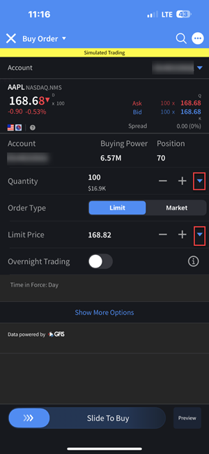 The order parameters on the iPhone. 